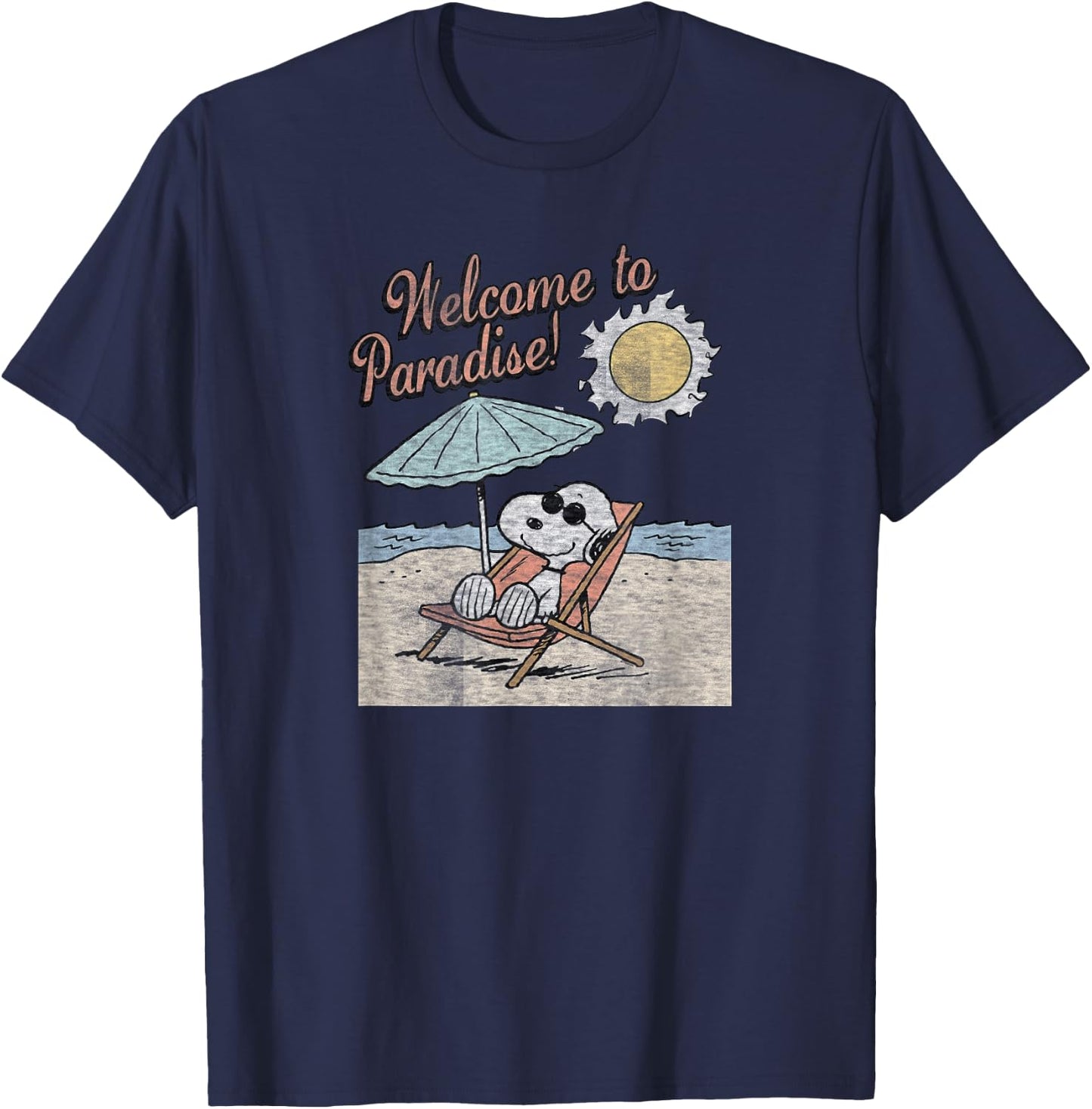 Peanuts Snoopy Welcome To Paradise T-Shirt - T-Shirt | Navy