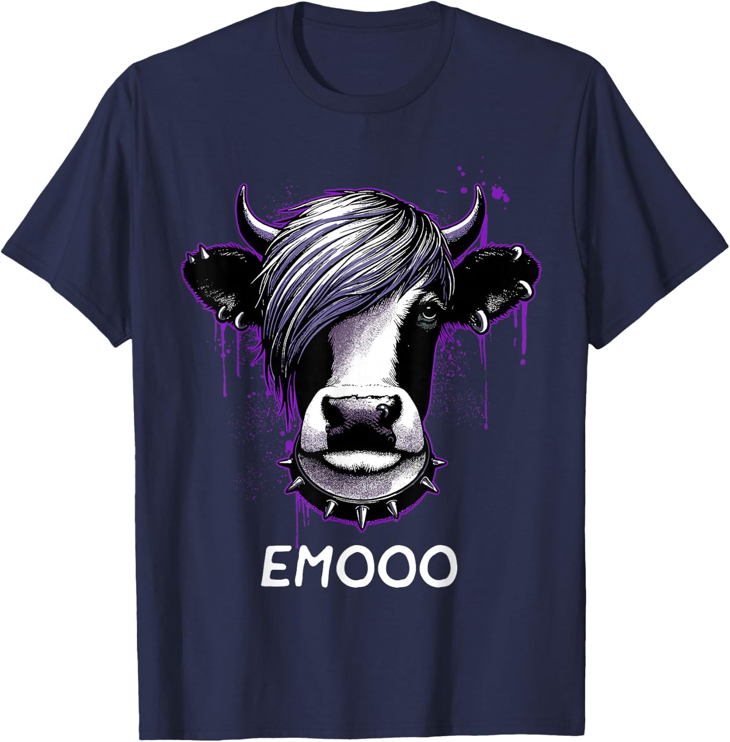 Emo Shirt Emo Cow Emooo Emocore Farm Shirt For Emo Farmers T-Shirt - T-Shirt | Navy