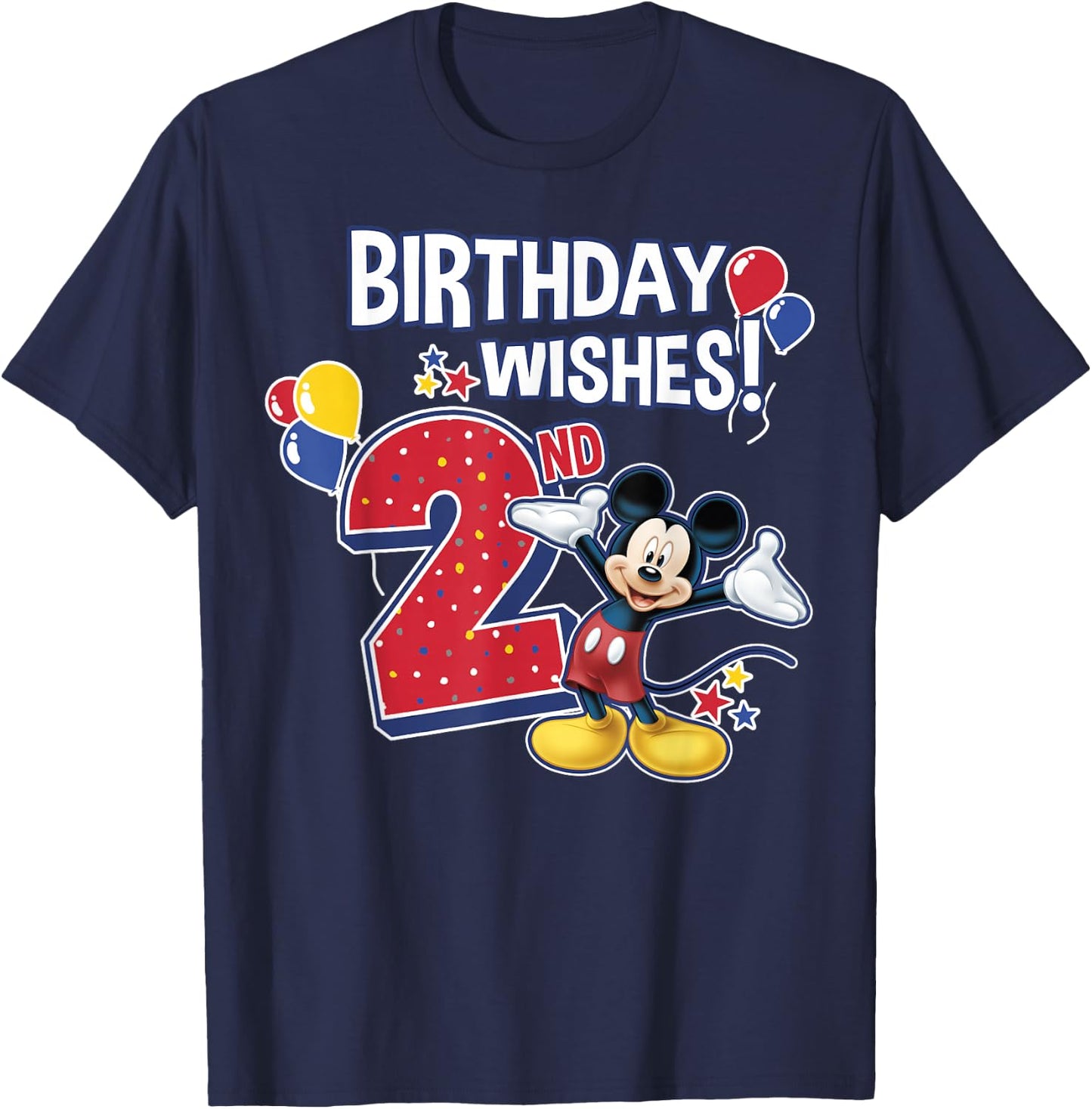 Disney Mickey and Friends Mickey Mouse 2nd Birthday Wishes T-Shirt - T-Shirt | Navy