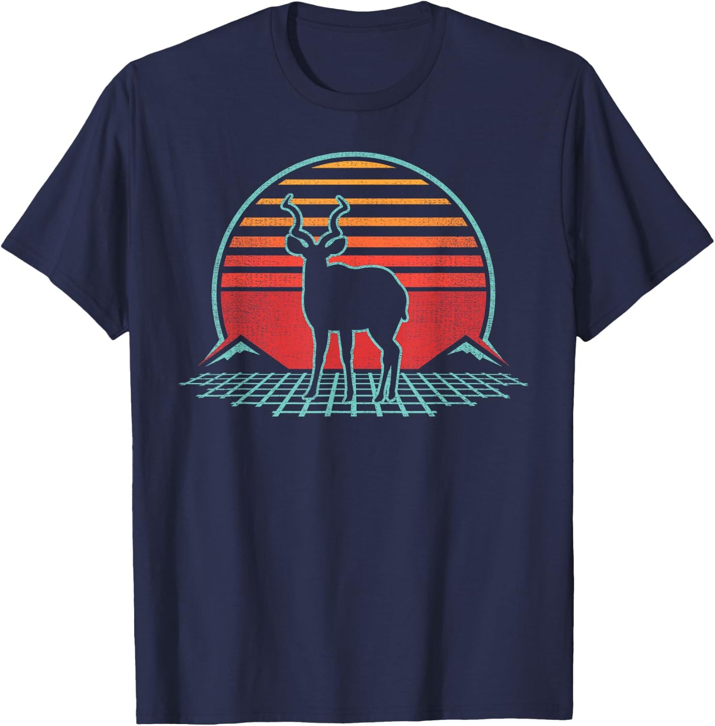 Antelope Lover Animal Retro Vintage 80s Style T-Shirt - T-Shirt | Navy