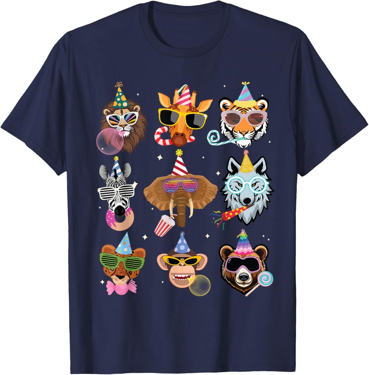 Men Women and Kids Zoo Day Wildlife Animals Birthday Parties T-Shirt - T-Shirt | Navy