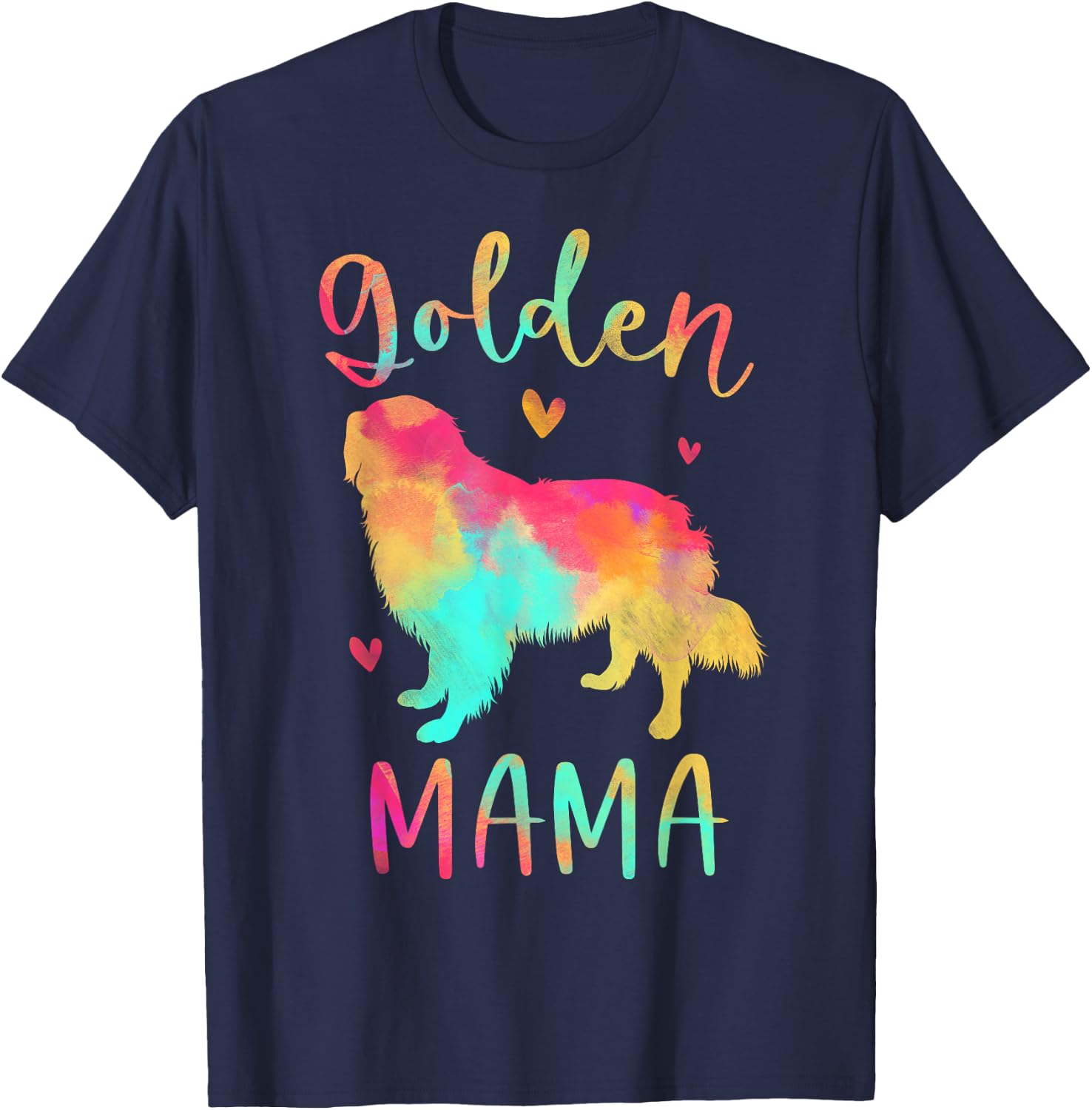 Golden Mama Colorful Golden Retriever Gifts Dog Mom Men Women Girls Kids T-Shirt - T-Shirt | Navy