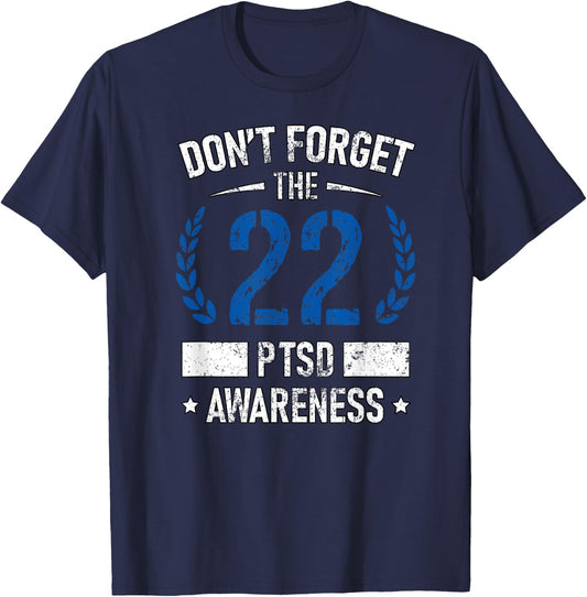 PTSD Suicide Awareness American Veteran Soldier 22 A Day USA T-Shirt - T-Shirt | Navy