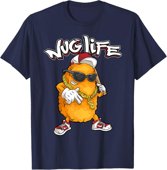 Cool Gangster Chix Fingers Fans Boys Girls Designs Funny Nug Life Gift | Cute Chicken Nuggets Lover -Adults and Kids T-Shirt - T-Shirt | Navy
