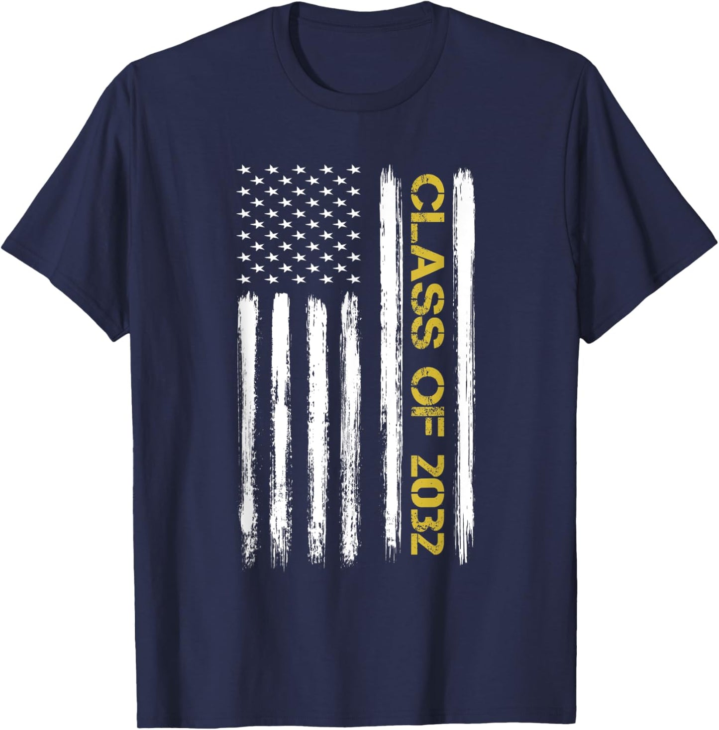 Senior Class Of 2032 Patriotic American Flag Graduation Gift Kids Men T-Shirt - T-Shirt | Navy