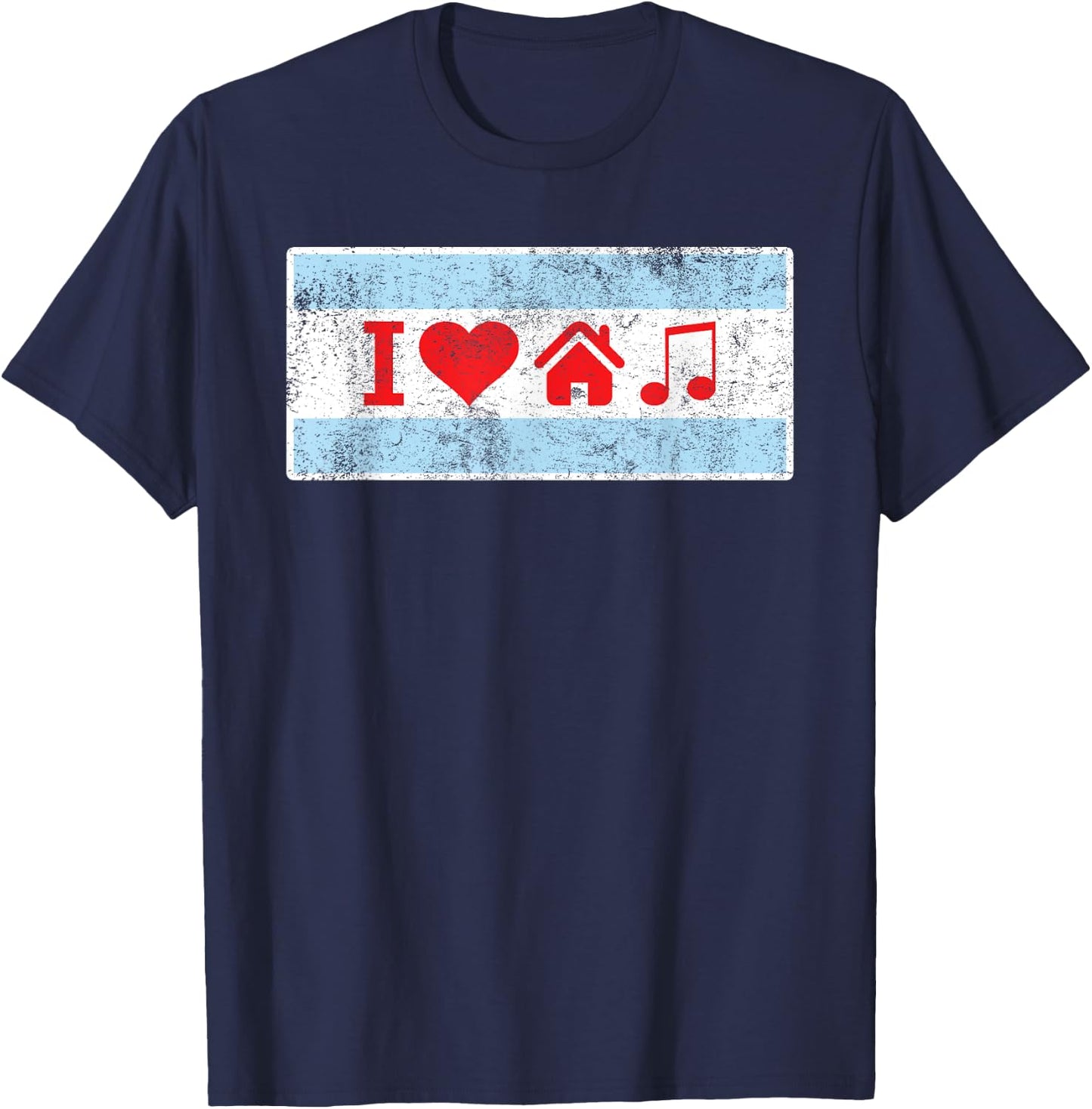 I Love Chicago House Music - Flag DJ Gift T-Shirt - T-Shirt | Navy