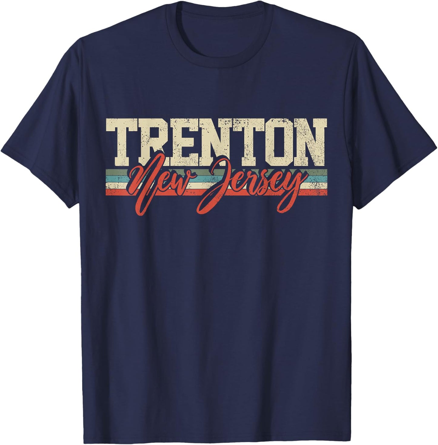Trenton New Jersey Retro Vintage T-Shirt - T-Shirt | Navy