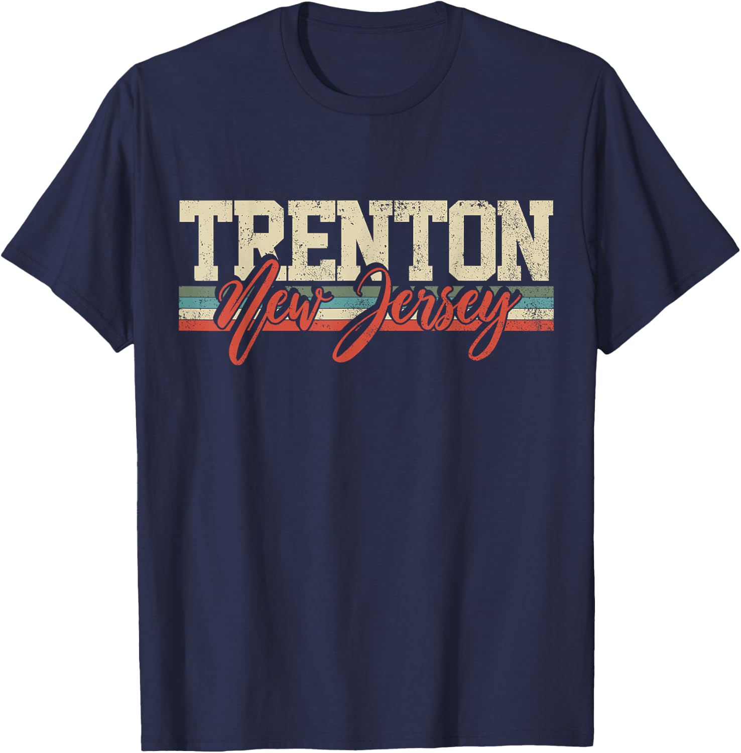 Trenton New Jersey Retro Vintage T-Shirt - T-Shirt | Navy