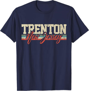 Trenton New Jersey Retro Vintage T-Shirt - T-Shirt | Navy