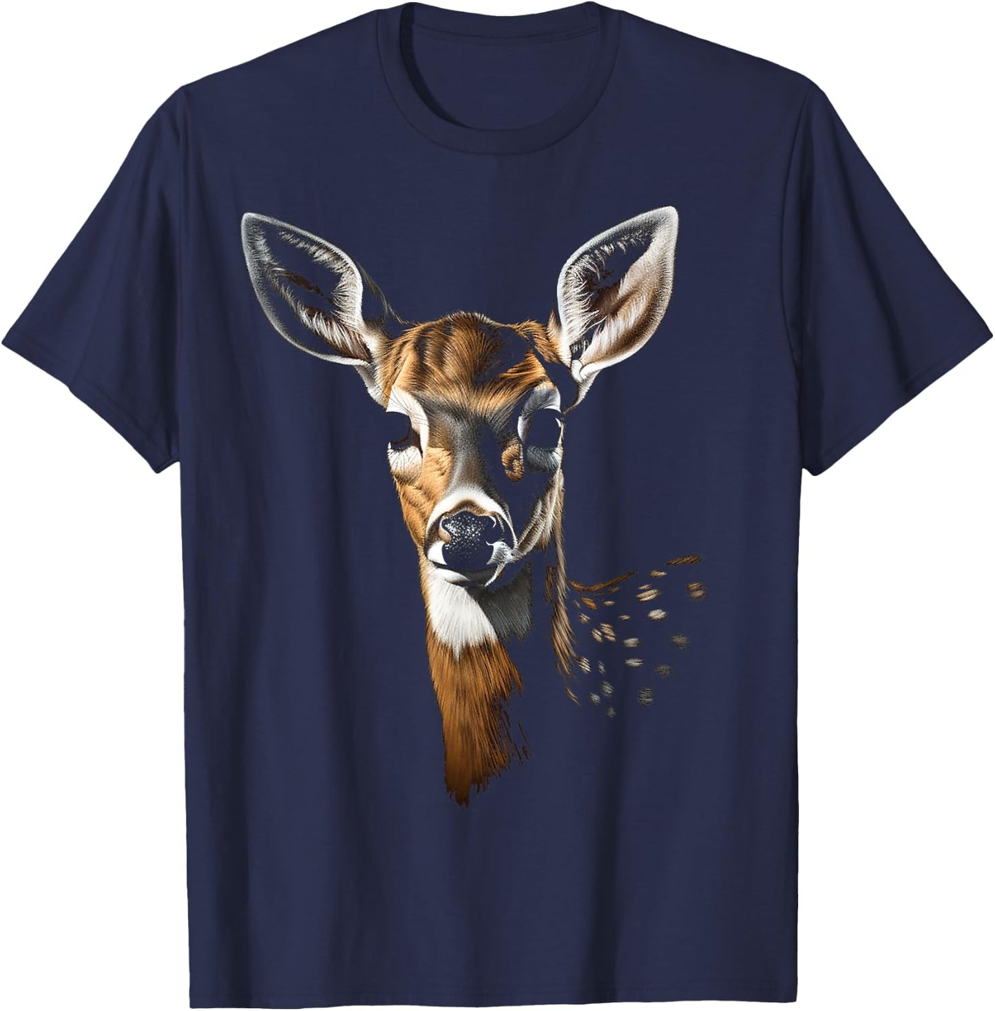 Deer Art Portrait Animal Face Graphic Motif Deer T-Shirt - T-Shirt | Navy
