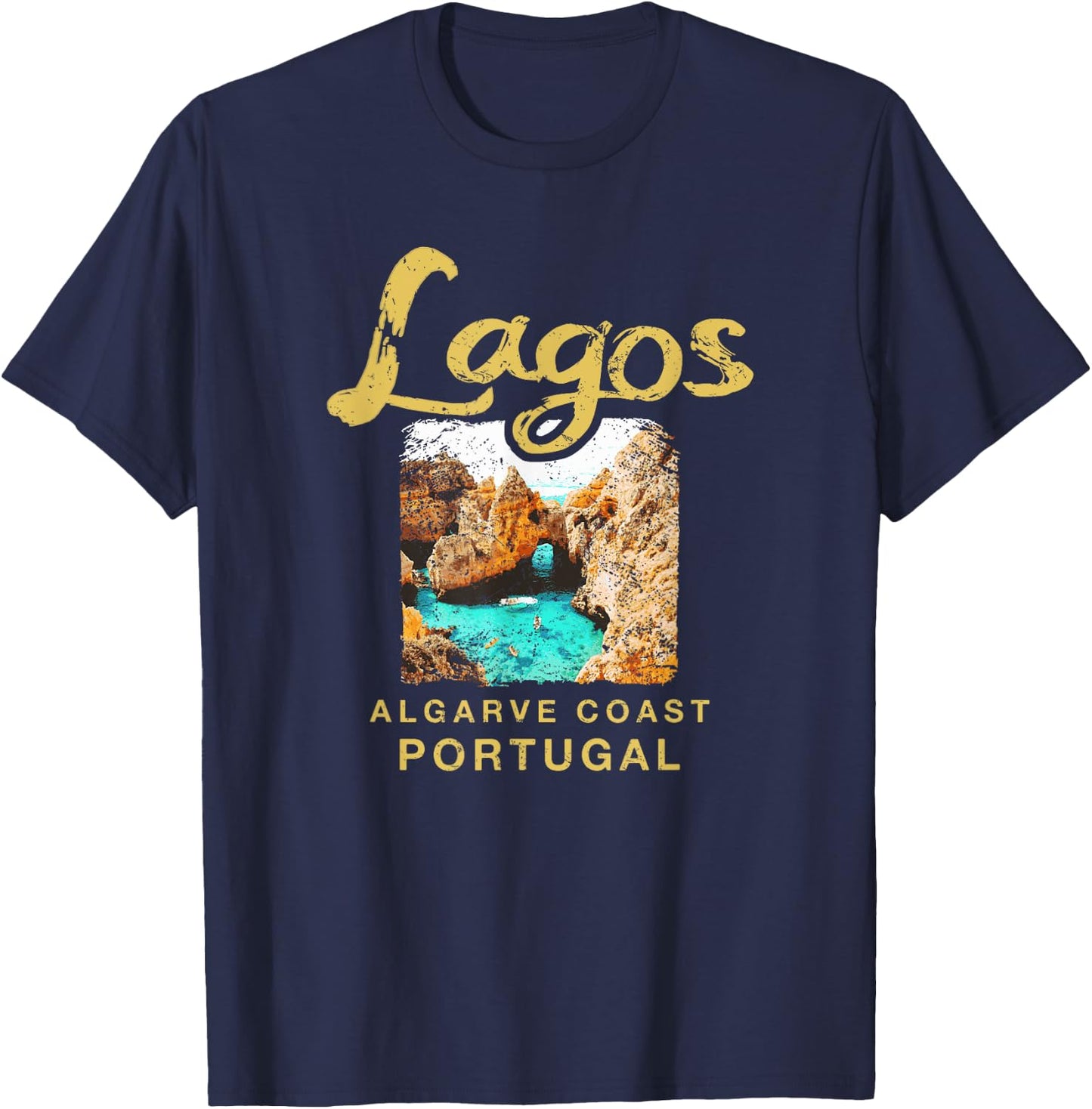 Lagos Portugal Algarve Coast Portuguese Vintage T-Shirt - T-Shirt | Navy