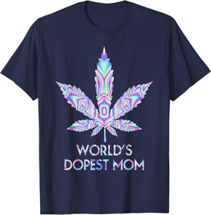 World's Dopest Mom Weed 420 Funny T-Shirt - T-Shirt | Navy