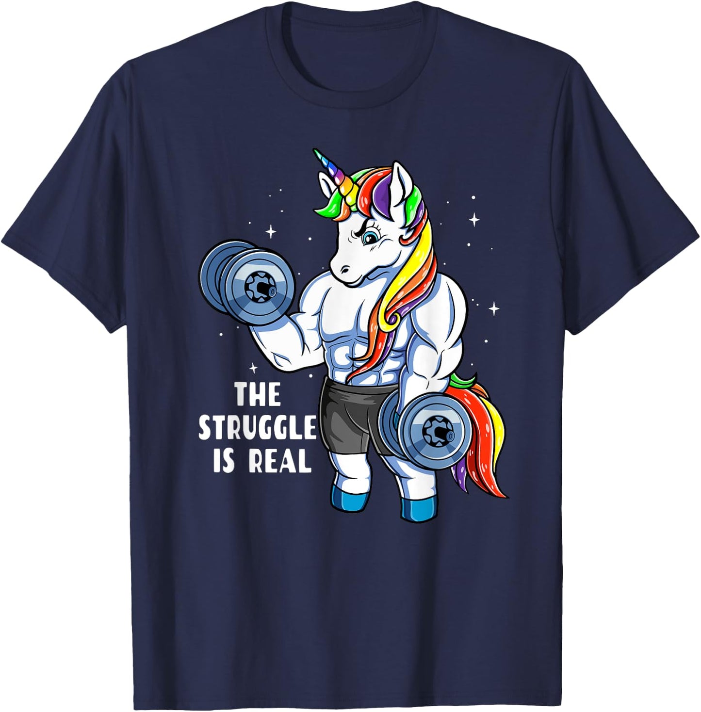 Unicorn Weightlifting T shirt - Rainbow Unicorn Gym Women T-Shirt - T-Shirt | Navy