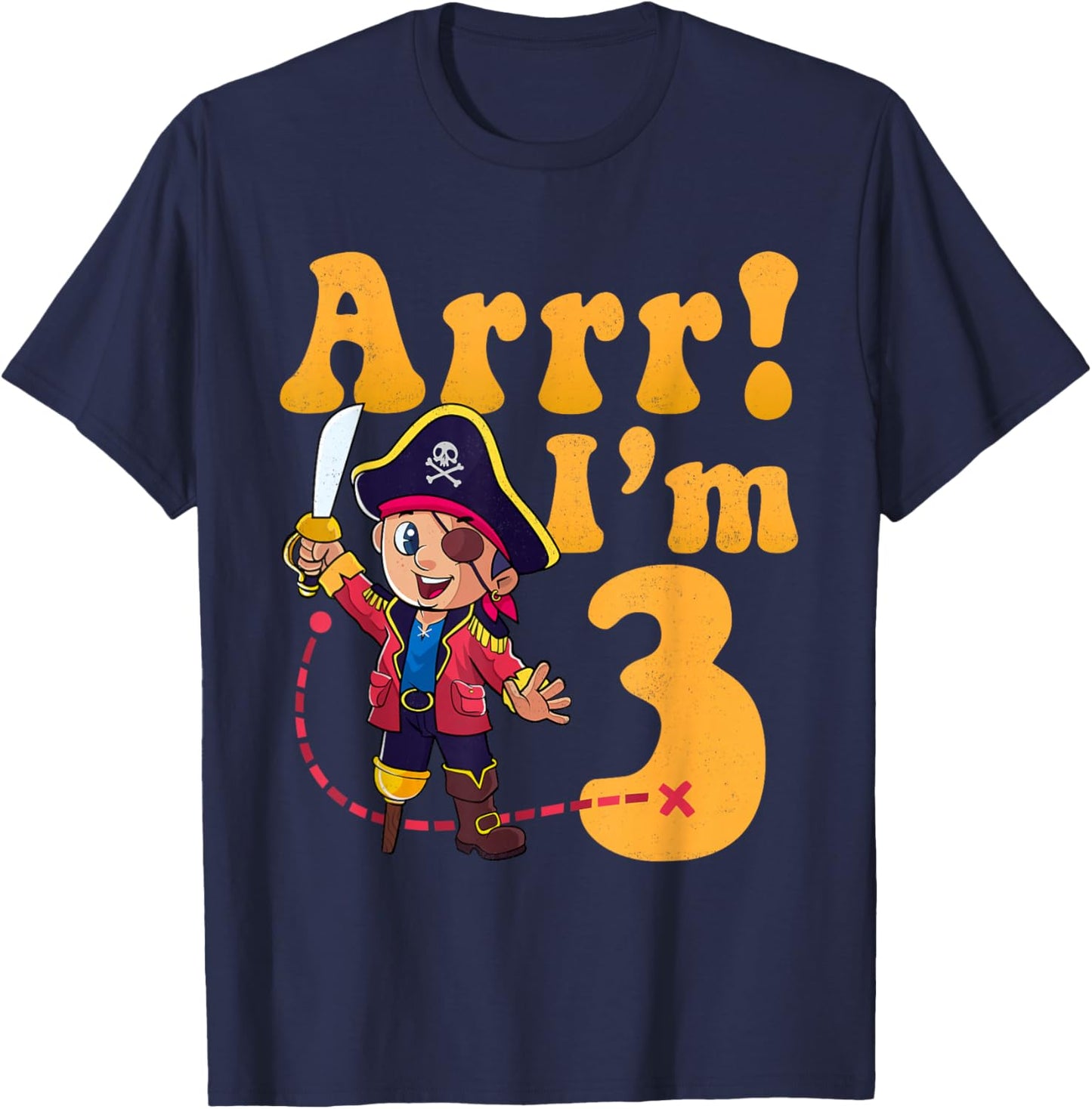 Kids 3rd Pirate Birthday Party Arrr I'm 3 Three Years Old T-Shirt - T-Shirt | Navy