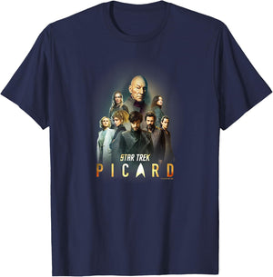 Star Trek: Picard Cast Collage Logo T-Shirt - T-Shirt | Navy