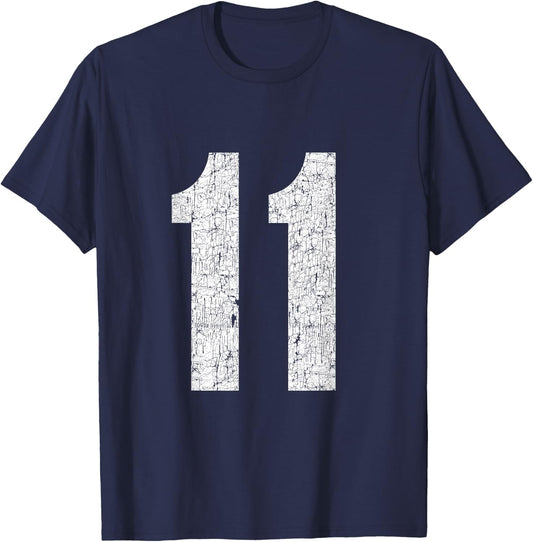 #11 Jersey Uniform Varsity Sports Number, 11th Birthday T-Shirt - T-Shirt | Navy