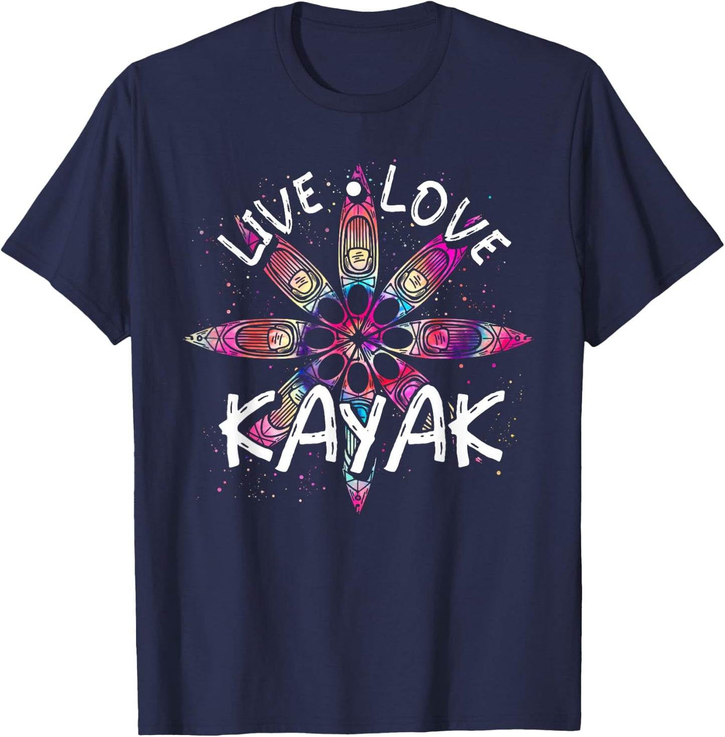 Canoe Boat Paddling Sport Kayaker Live Love Kayak Kayaking T-Shirt - T-Shirt | Navy