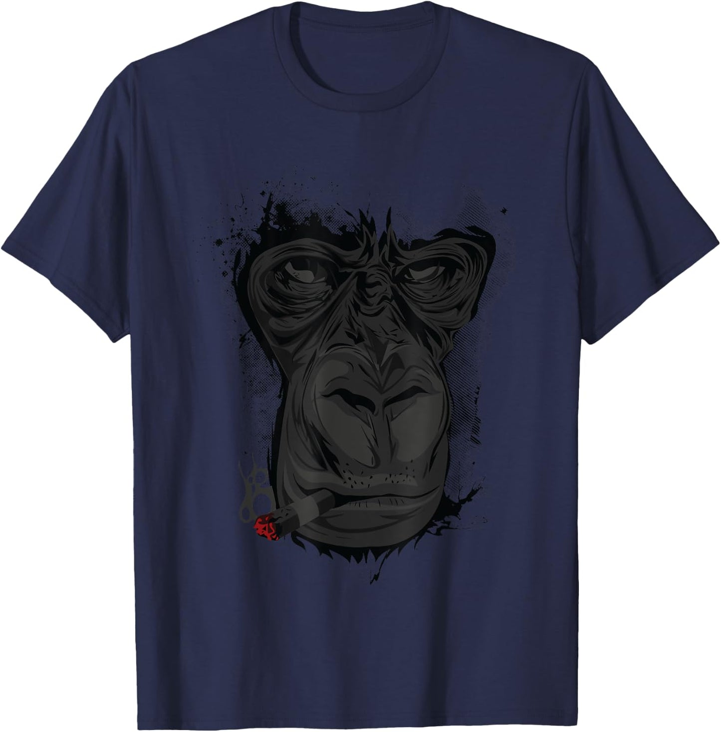 Angry Gorilla Shirt Graphic Ape Cigar Smoking Monkey Gift T-Shirt - T-Shirt | Navy
