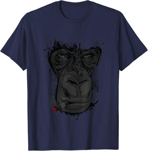 Angry Gorilla Shirt Graphic Ape Cigar Smoking Monkey Gift T-Shirt - T-Shirt | Navy