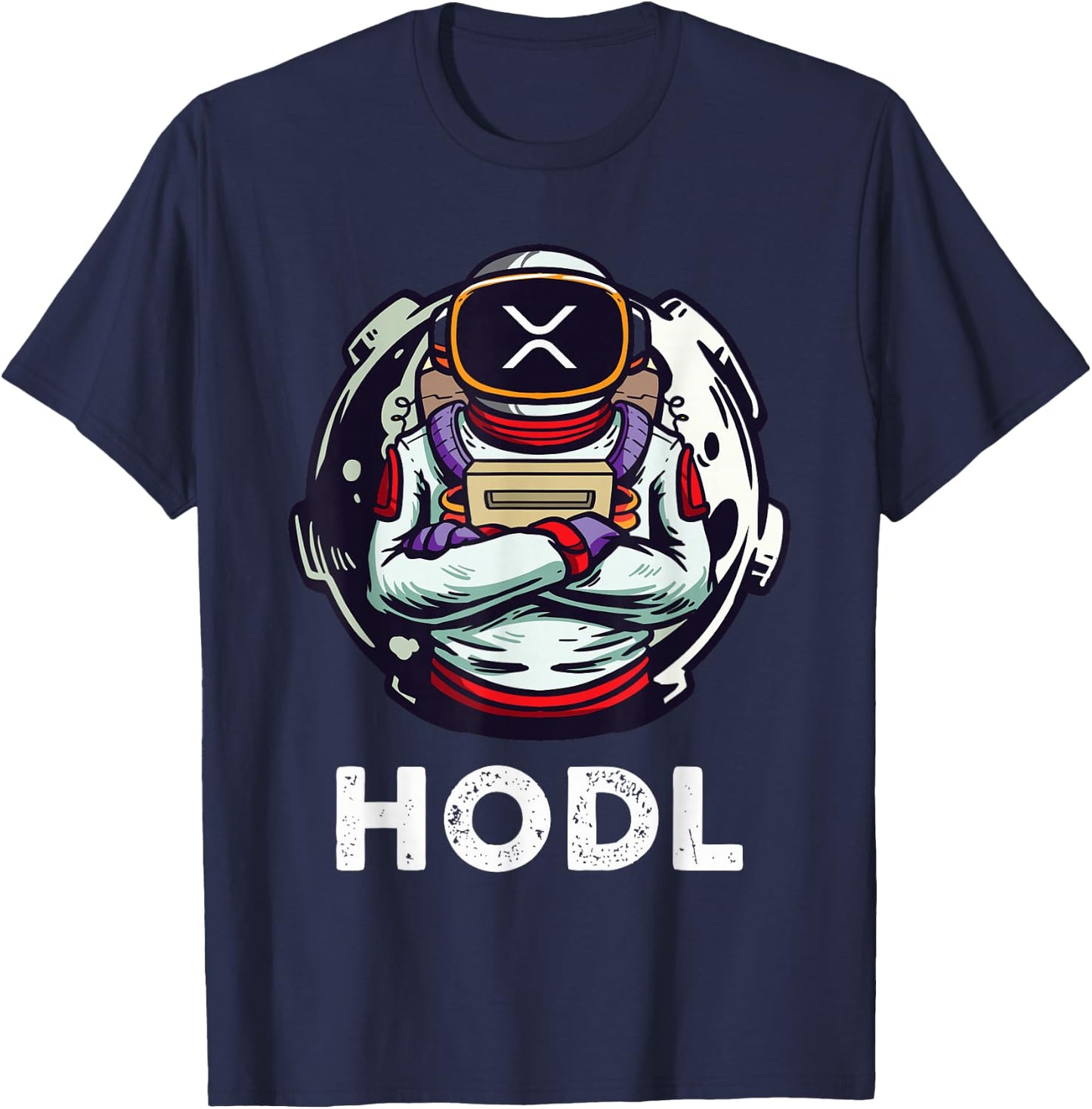 XRP Hodl To The Moon Funny XRP Astronaut T-Shirt - T-Shirt | Navy