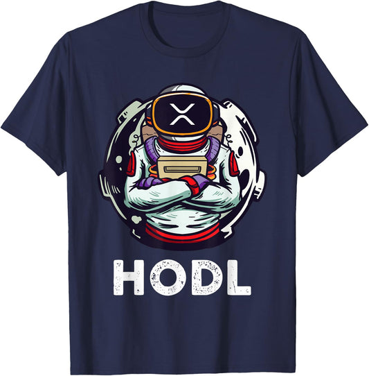 XRP Hodl To The Moon Funny XRP Astronaut T-Shirt - T-Shirt | Navy