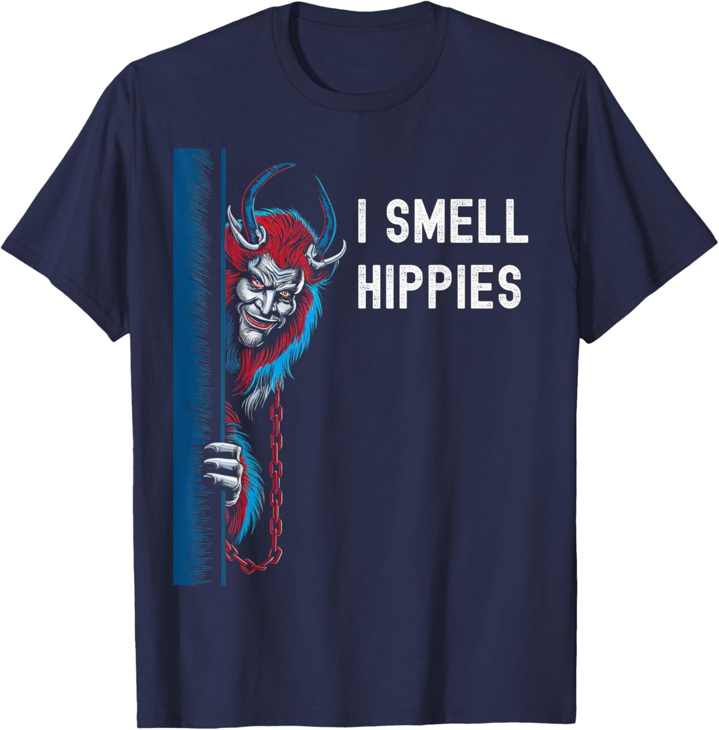 Krampus Christmas I Smell Hippies Christmas Halloween T-Shirt - T-Shirt | Navy