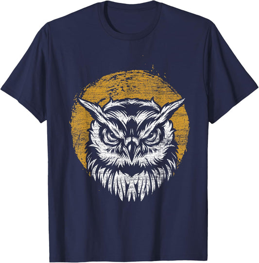 Bird Gift Sunset Owl T-Shirt - T-Shirt | Navy