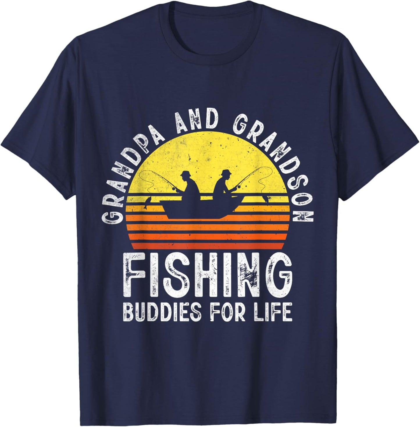 Grandpa and Grandson Fishing Buddies for Life Matching T-Shirt - T-Shirt | Navy