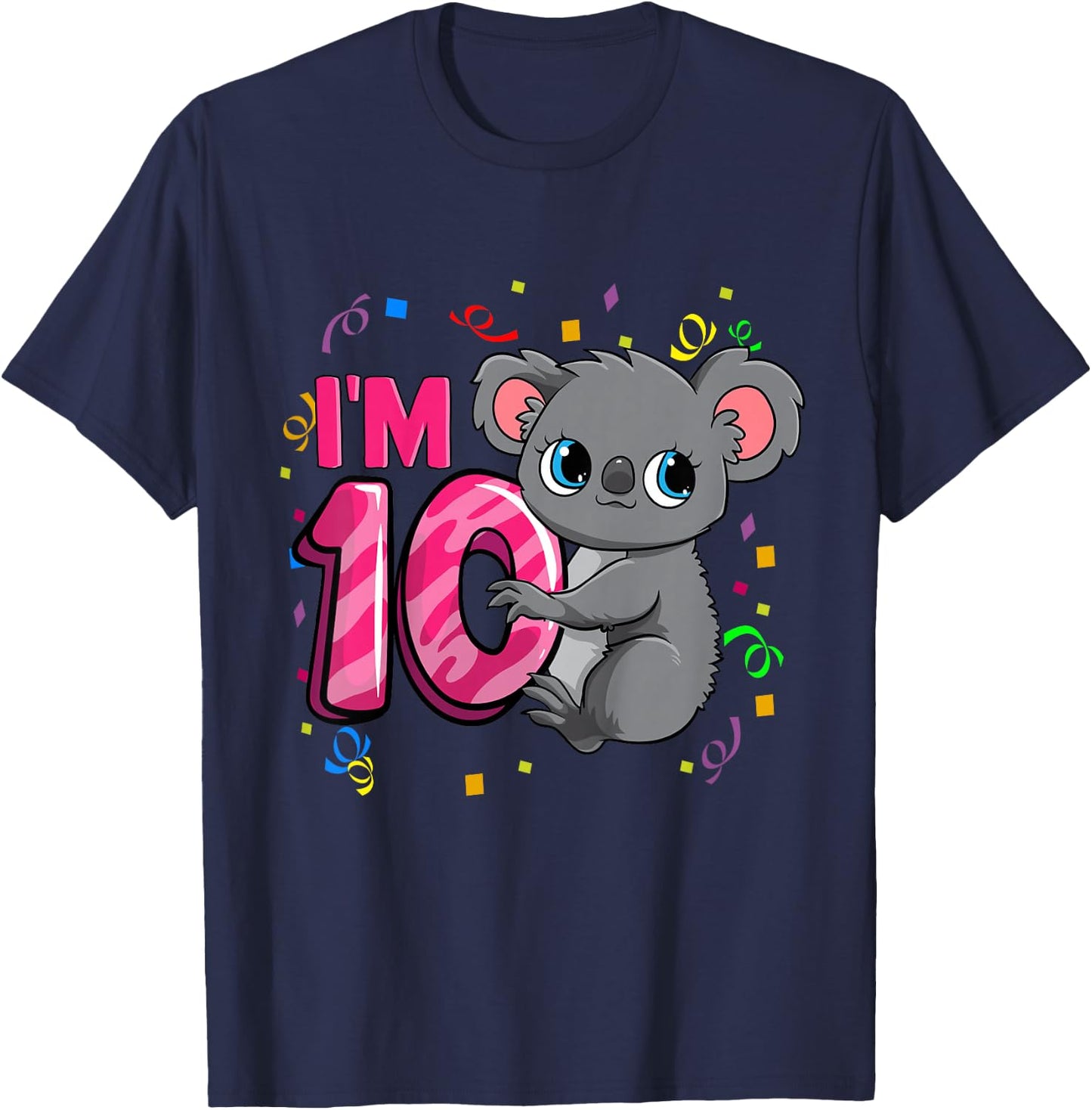 10th Birthday Shirt For Girls Koala Bear 10 Years Old T-Shirt - T-Shirt | Navy