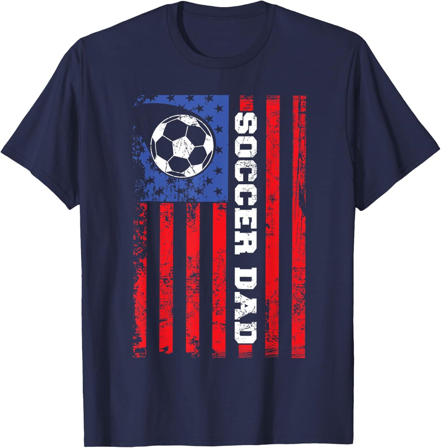 Soccer Dad USA Flag All American Fathers T-Shirt - T-Shirt | Navy