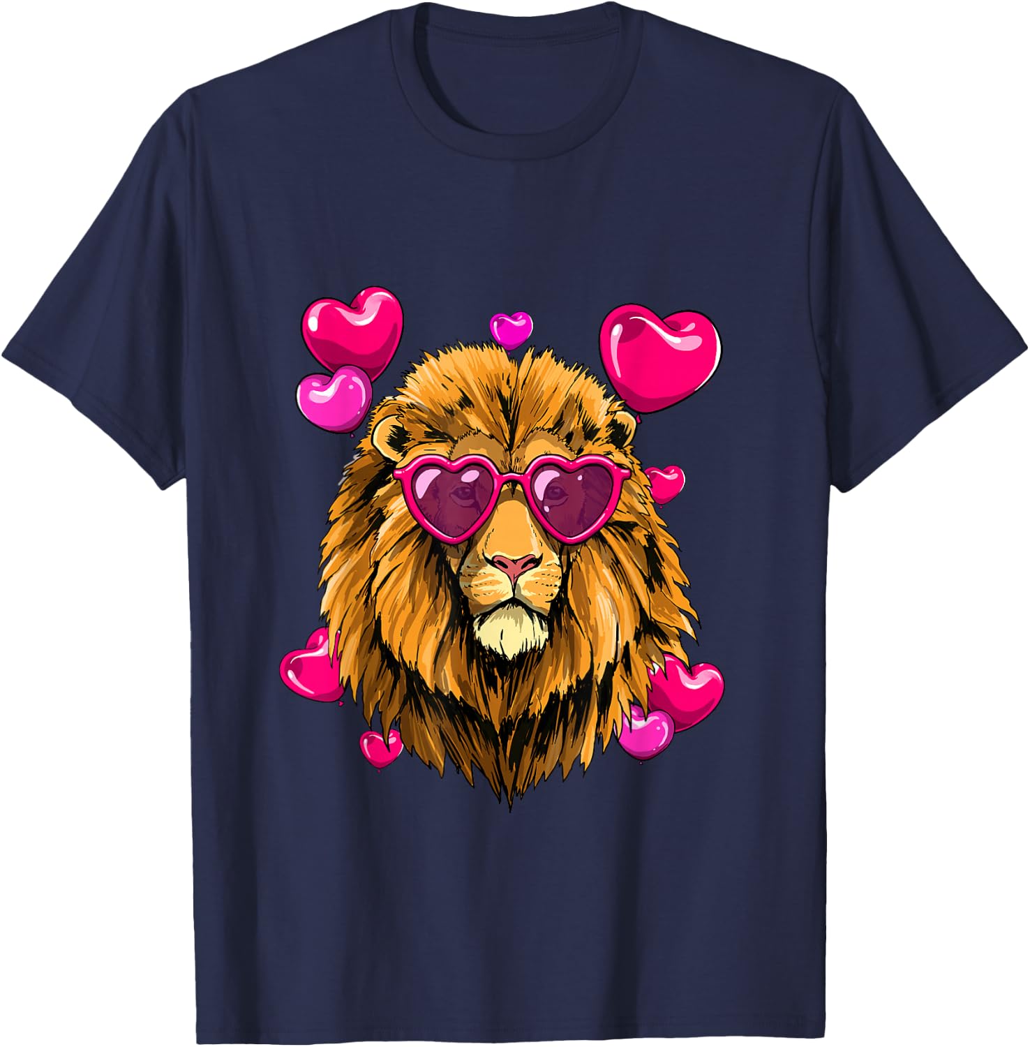 Valentines Day Lion Funny Lion Lover T-Shirt - T-Shirt | Navy