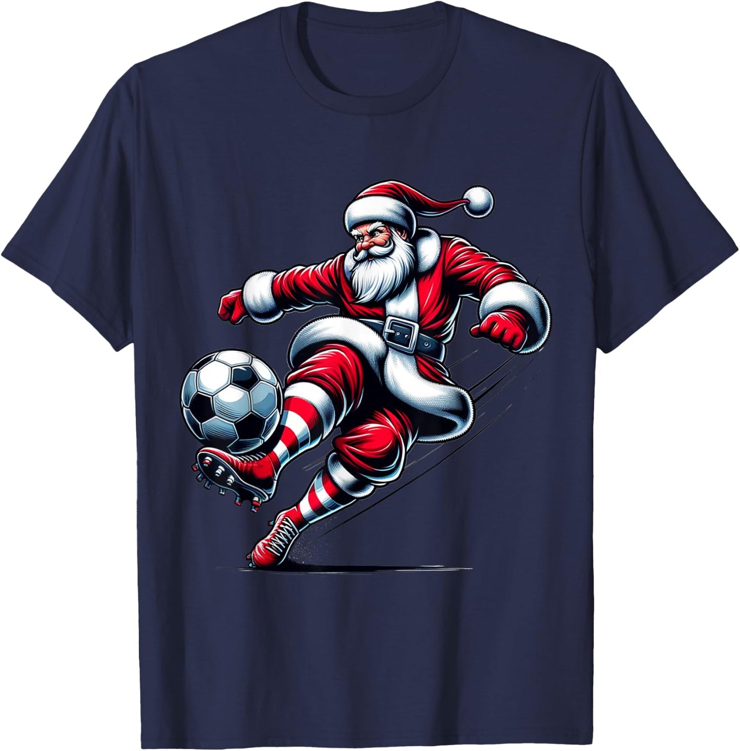 Santa Plays Soccer Christmas Sports Women Men Kids T-Shirt - T-Shirt | Navy