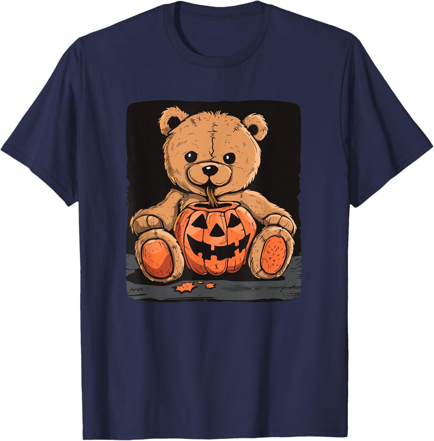 Awesome scary Teddy Bear for Halloween and Pumpkin Lovers T-Shirt - T-Shirt | Navy