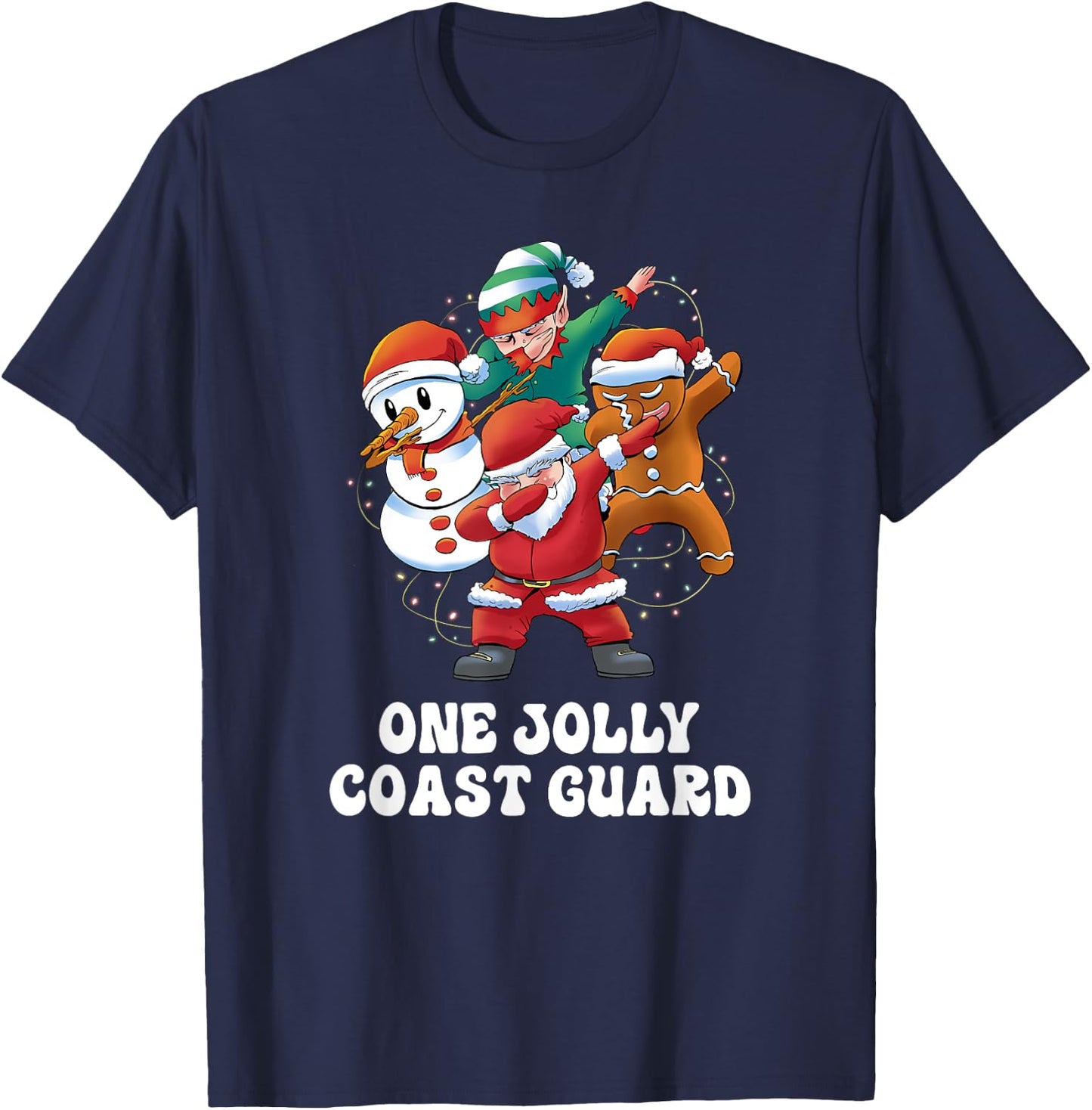 One Jolly Coast Guard Dabbing Santa Christmas T-Shirt - T-Shirt | Navy