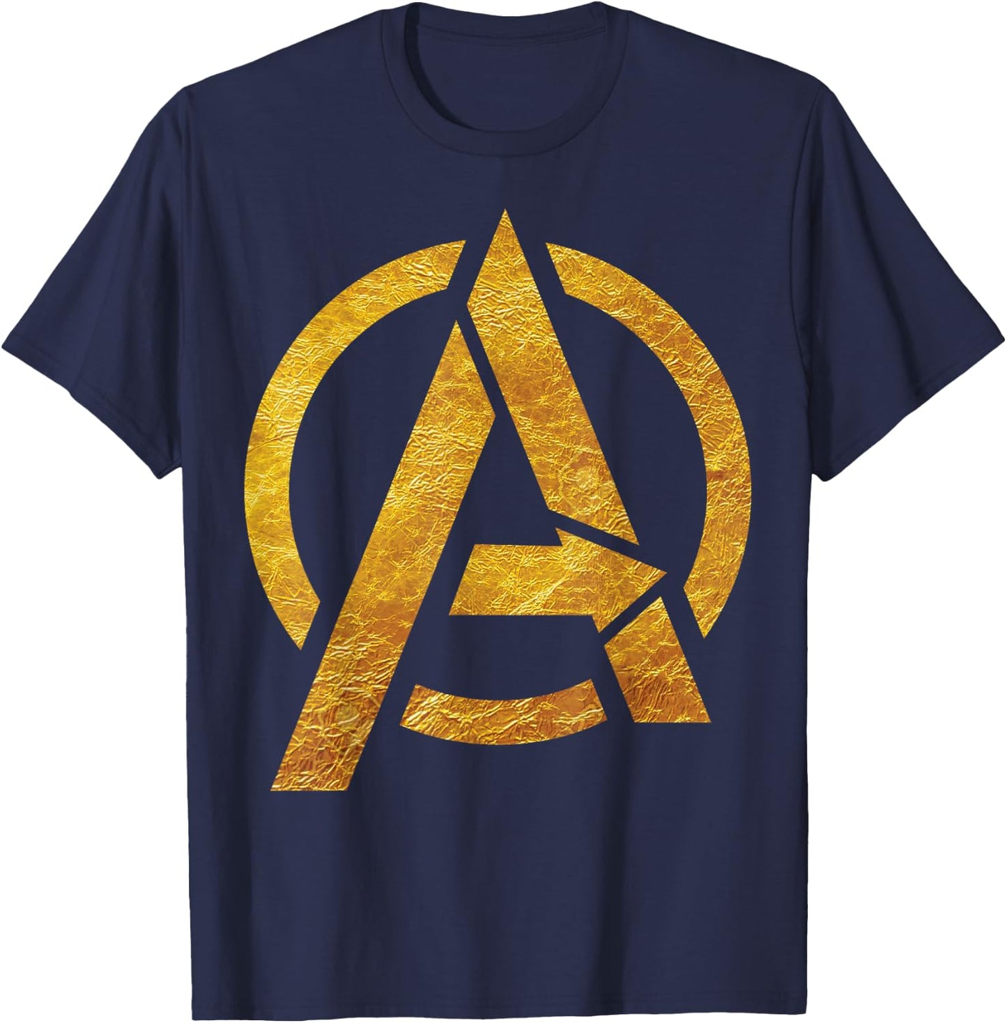 Marvel Avengers Gold Foil Chest Logo Small T-Shirt - T-Shirt | Navy