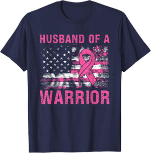 Husband Of A Warrior Breast Cancer Awareness Support Squad T-Shirt - T-Shirt | Navy