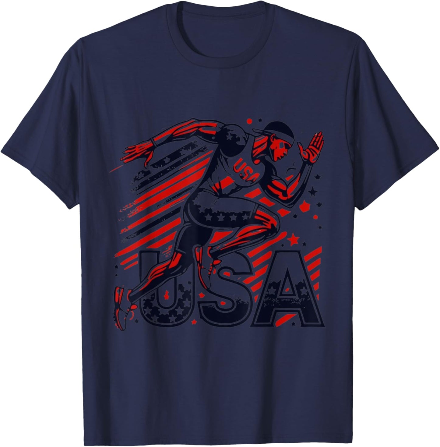 Bioworld Team USA Olympics Sprinter , Small, Grey T-Shirt - T-Shirt | Navy