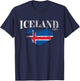 ICELAND map, vintage Iceland flag, Reykjavík Iceland T-Shirt - T-Shirt | Navy