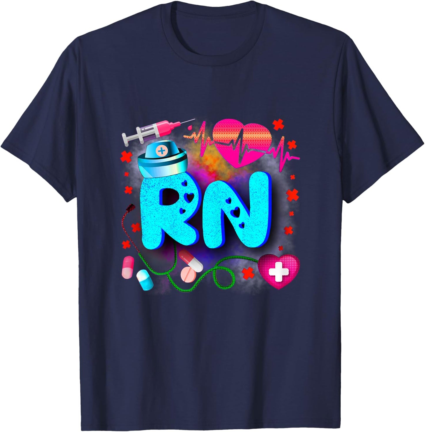 Registered Nurse RN - Tie Dye Registered Nurse Funny RN T-Shirt - T-Shirt | Navy