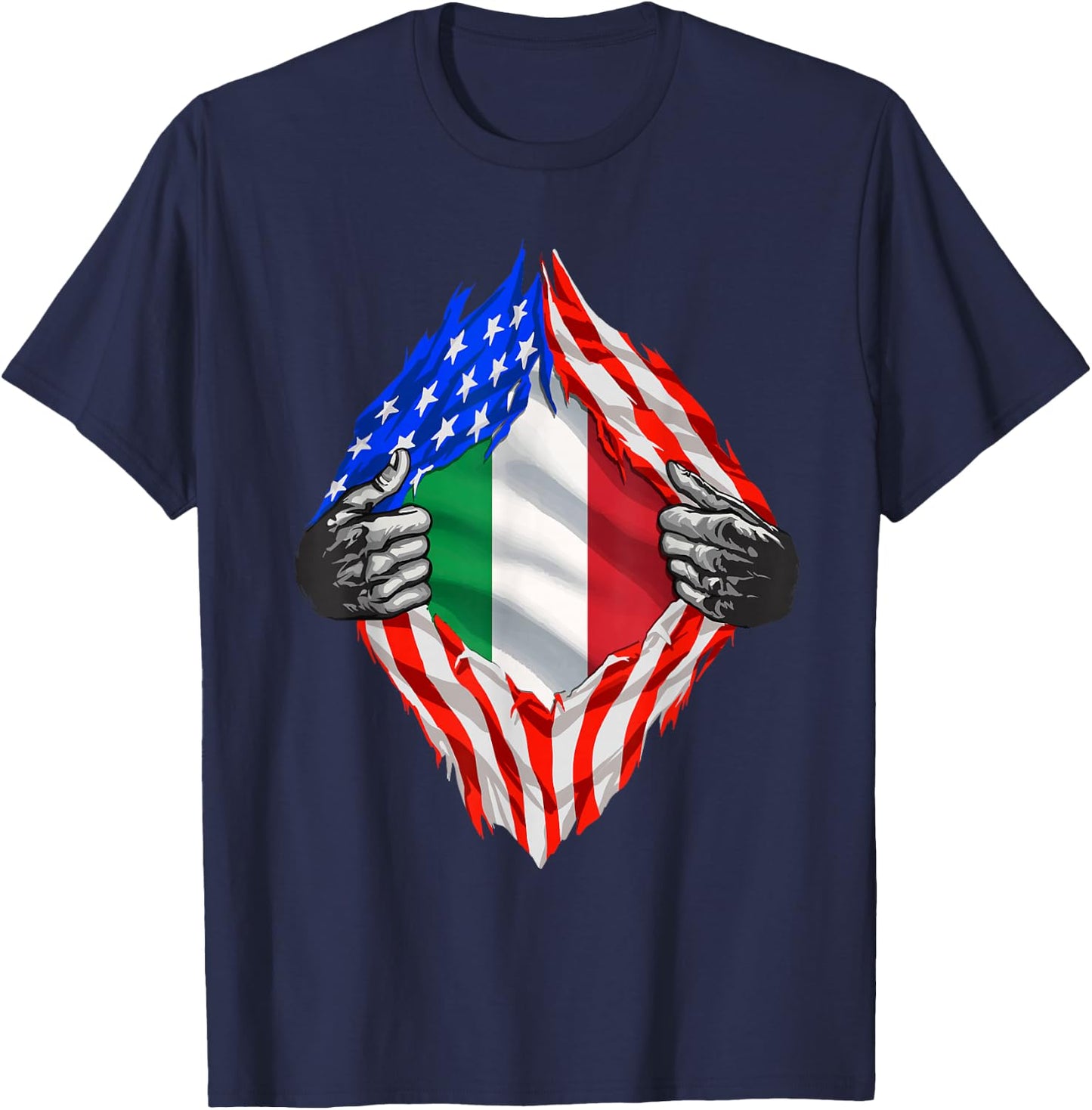 Italian American Flag T Shirt America Italy Roots Italian T-Shirt - T-Shirt | Navy