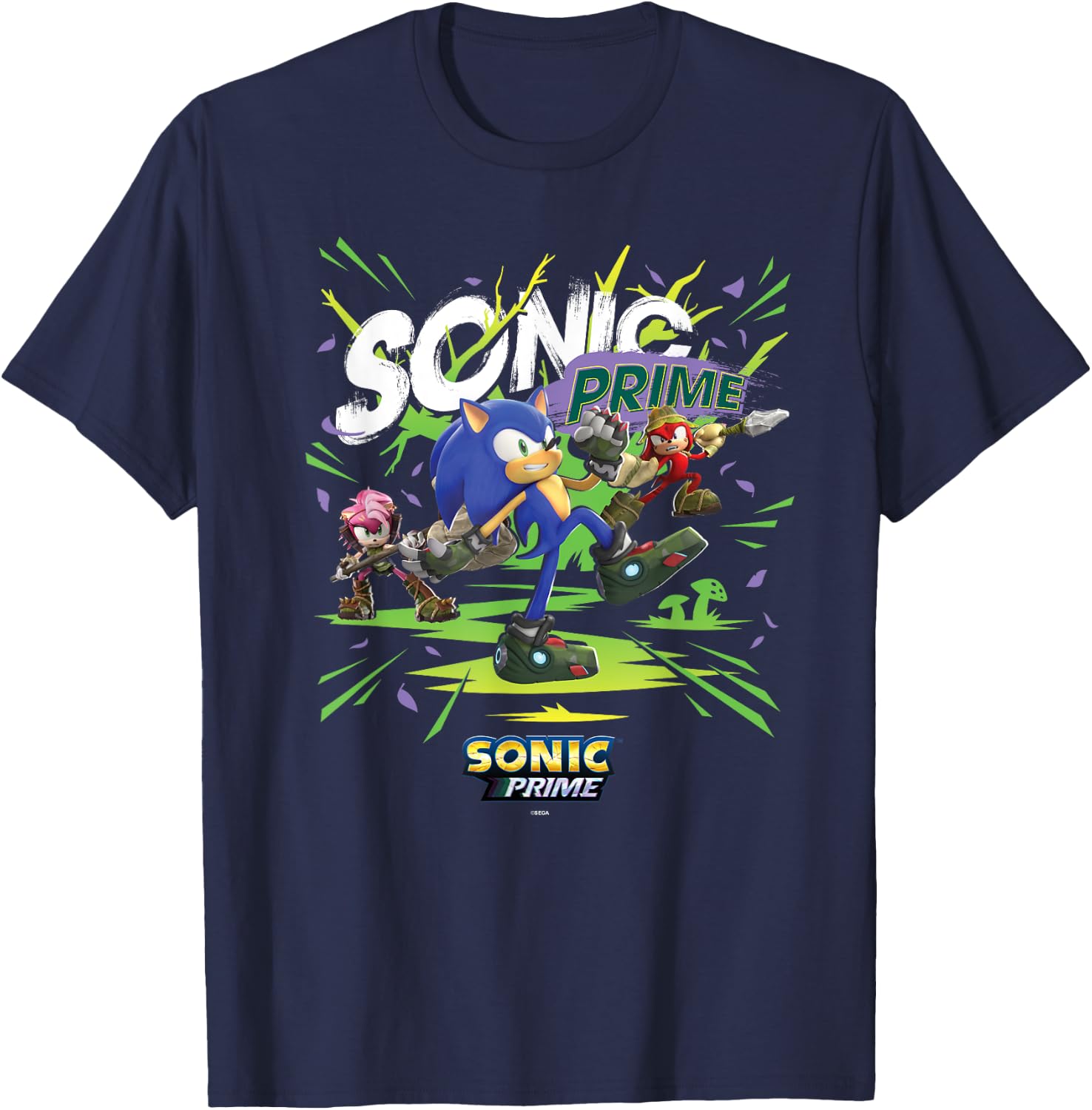Sonic The Hedgehog, Sonic Prime - Boscage Maze Trio T-Shirt - T-Shirt | Navy