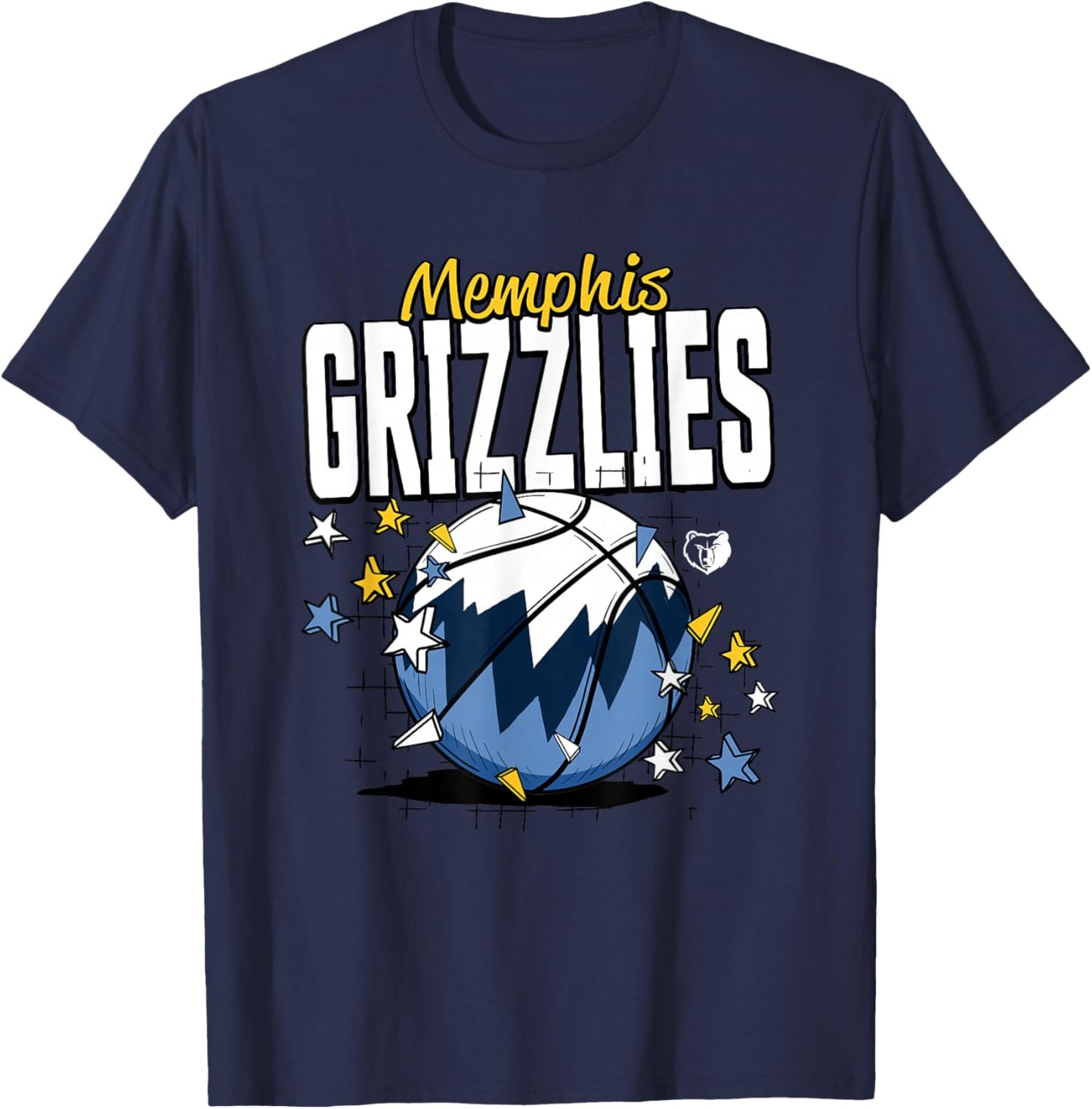 NBA Memphis Grizzlies Basketball Doodle Stars T-Shirt - T-Shirt | Navy