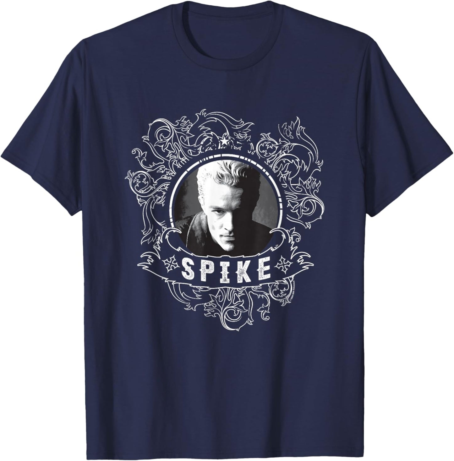 Buffy The Vampire Slayer Spike Faded Face Vintage Portrait T-Shirt - T-Shirt | Navy