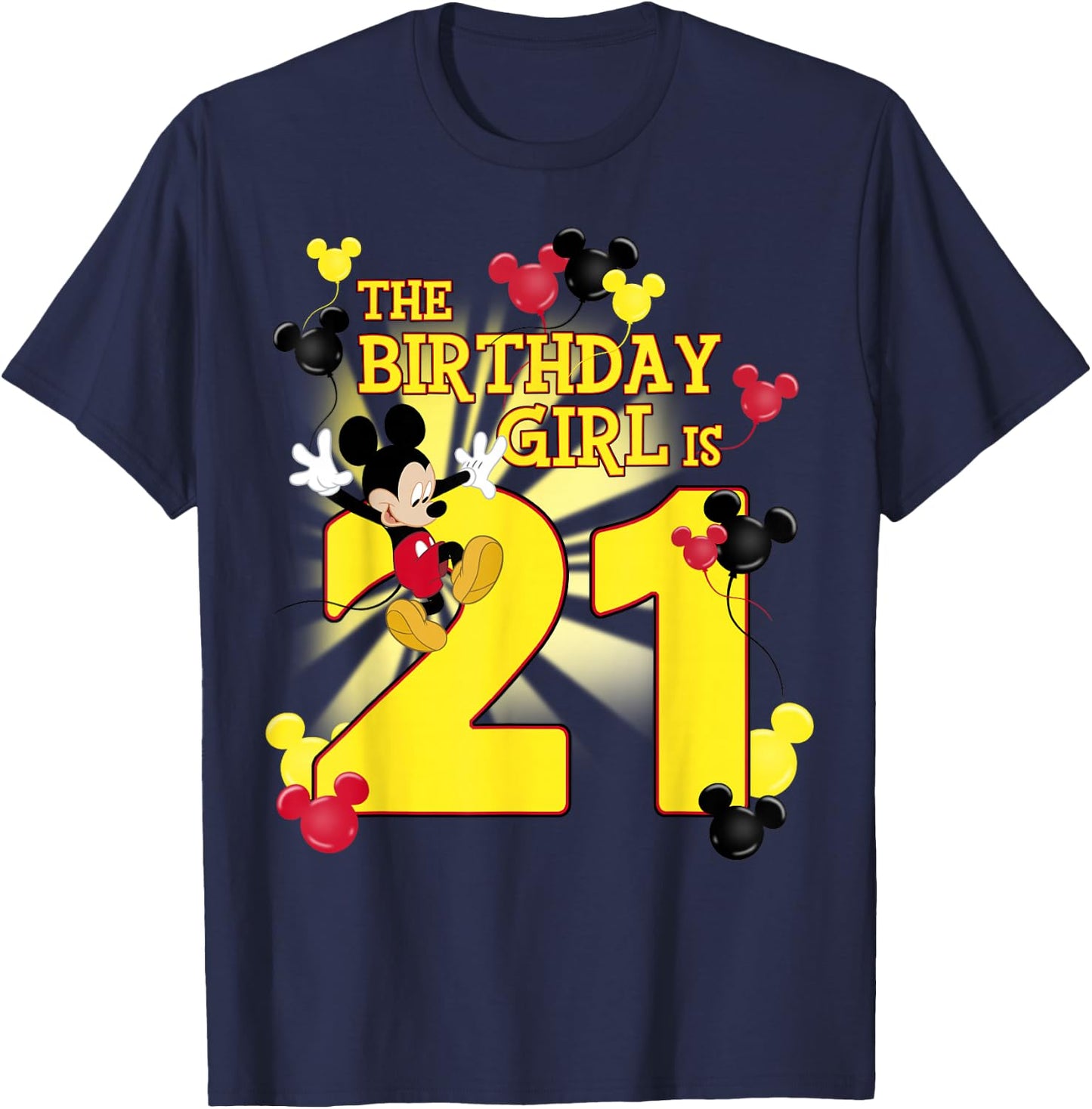 Disney Mickey and Friends Mickey 21st Birthday Girl T-Shirt - T-Shirt | Navy