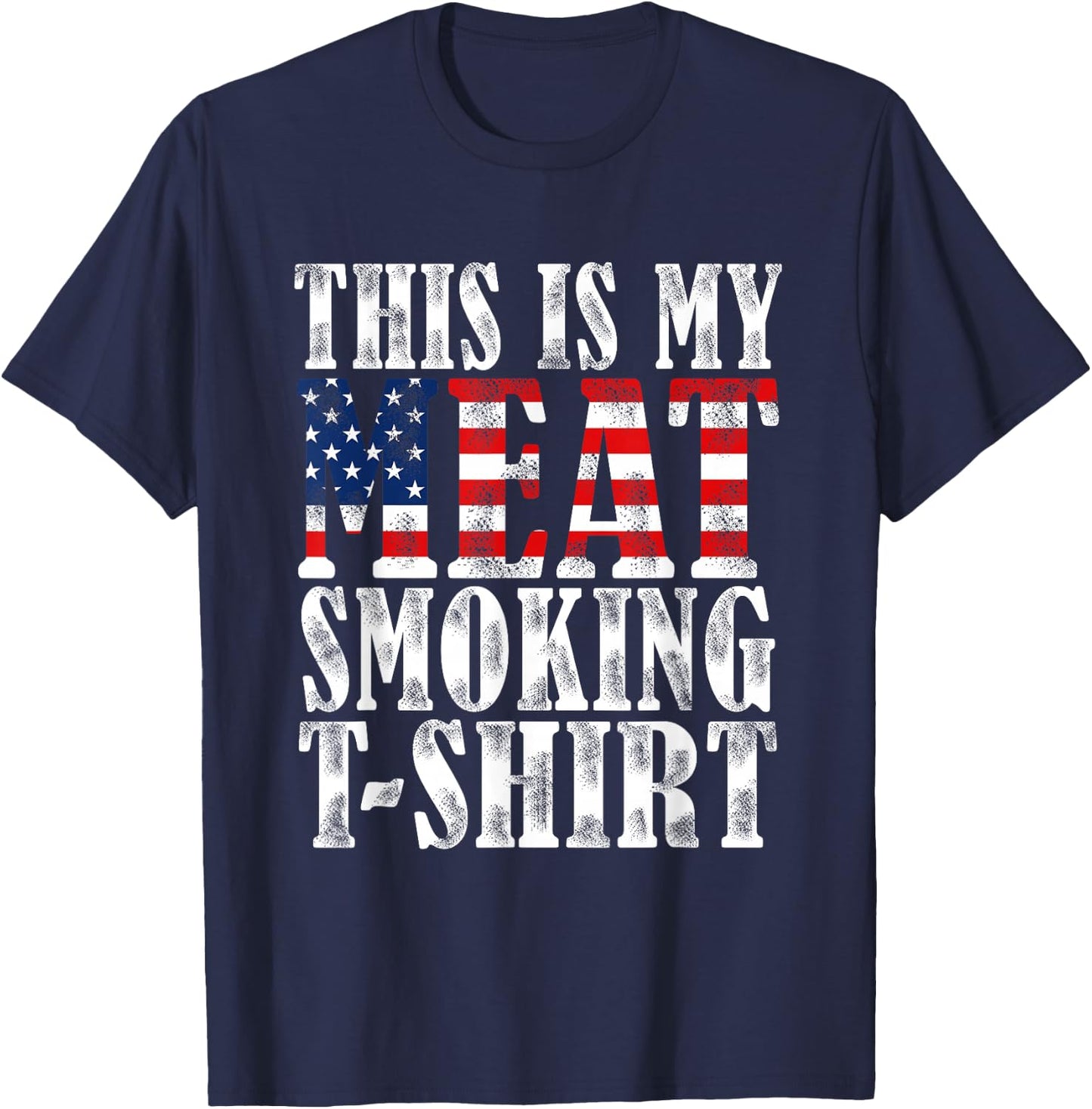 Retro BBQ Smoker Vintage US Flag This Is My Meat Smoking T-Shirt - T-Shirt | Navy