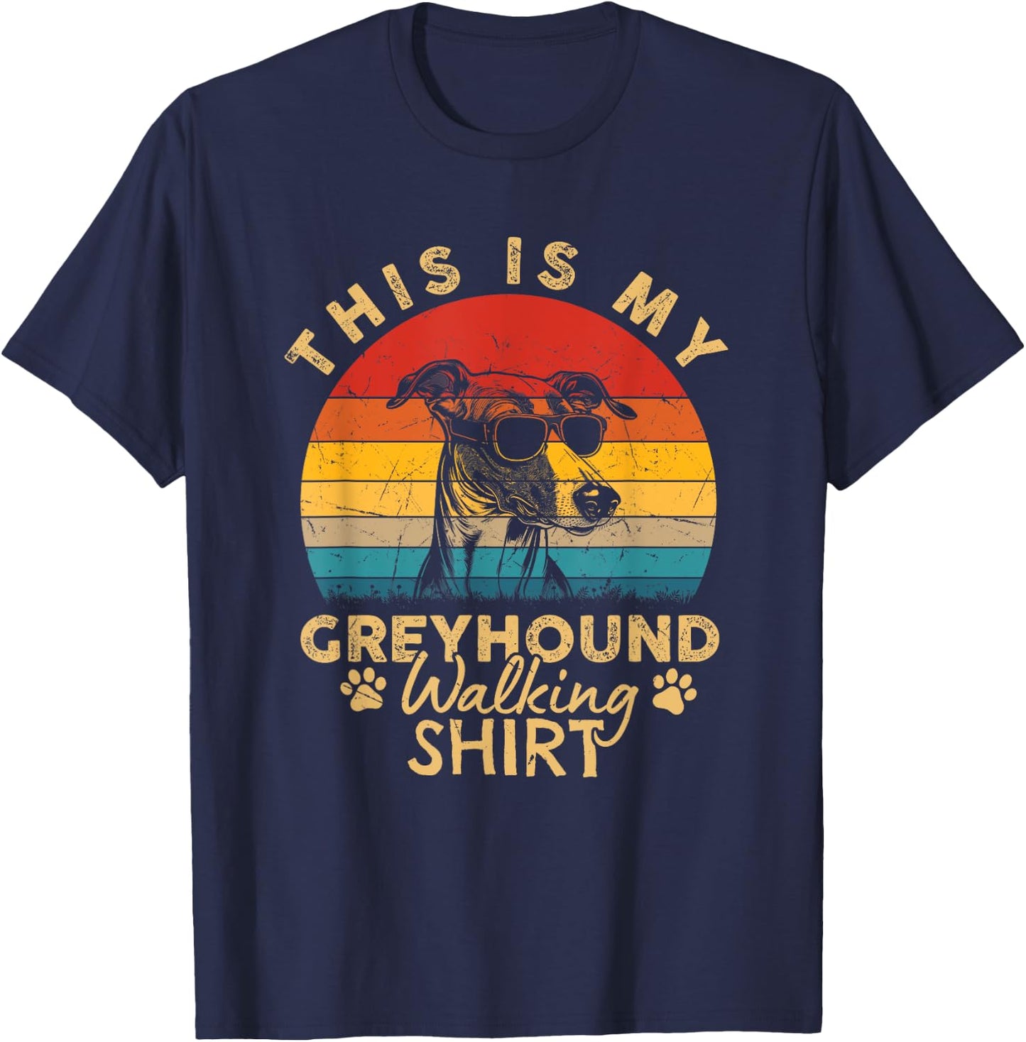Greyhound Dog Lover This Is My Dog Walking Funny Dog Walker T-Shirt - T-Shirt | Navy