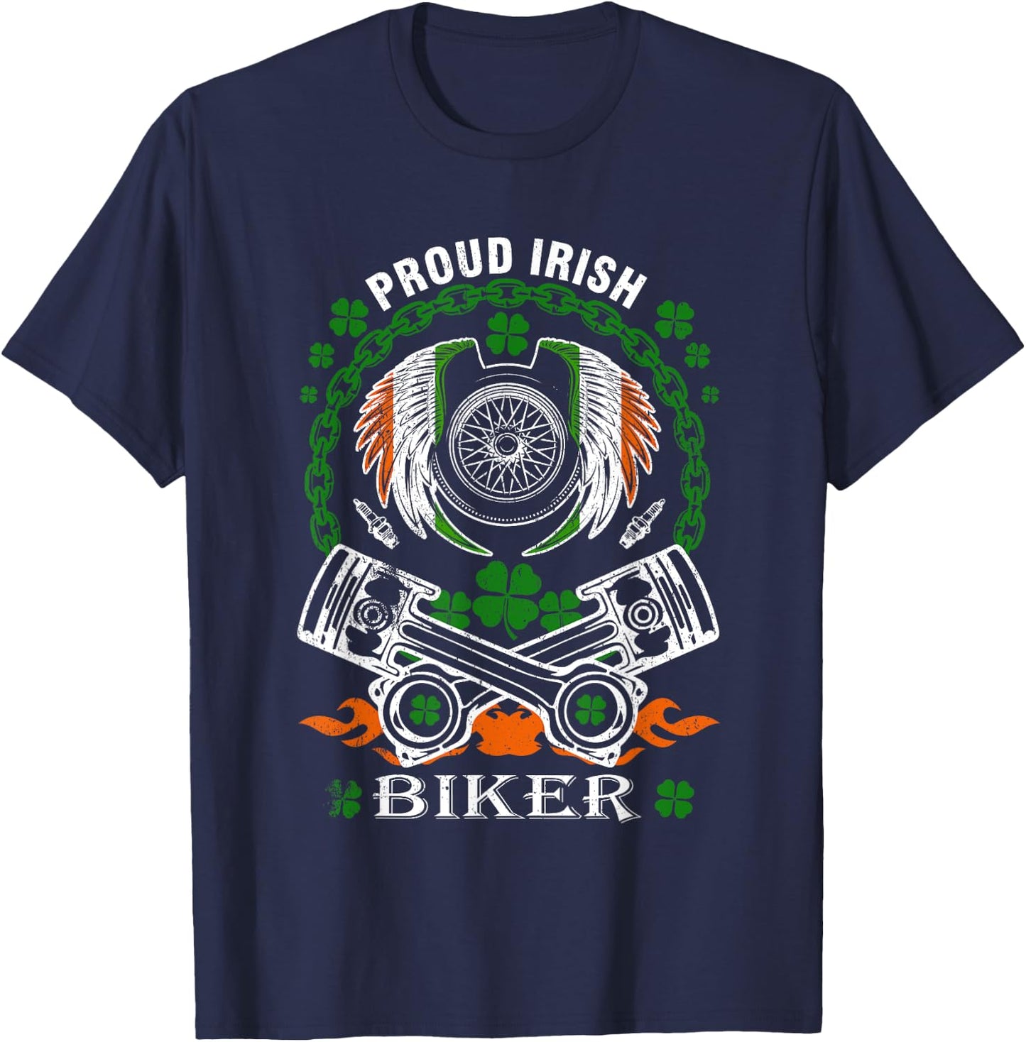 Irish Biker Happy Patrick's Day Motorcycle Lover Men Gifts T-Shirt - T-Shirt | Navy