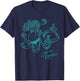 Dancing Octopus Retro Vintage Line Graphic Turquoise Quote T-Shirt - T-Shirt | Navy