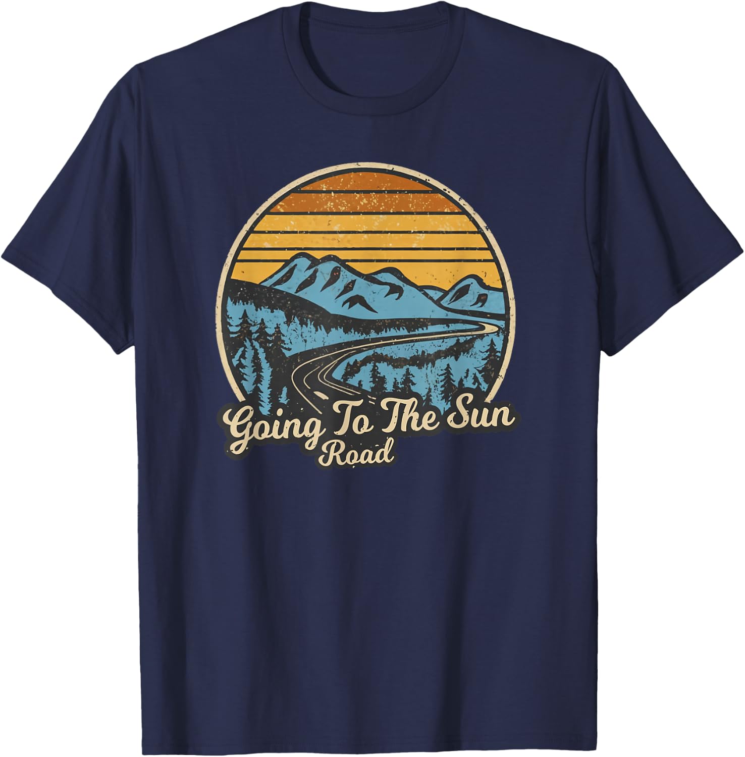 Going To The Sun Road Glacier National Park Retro T-Shirt - T-Shirt | Navy