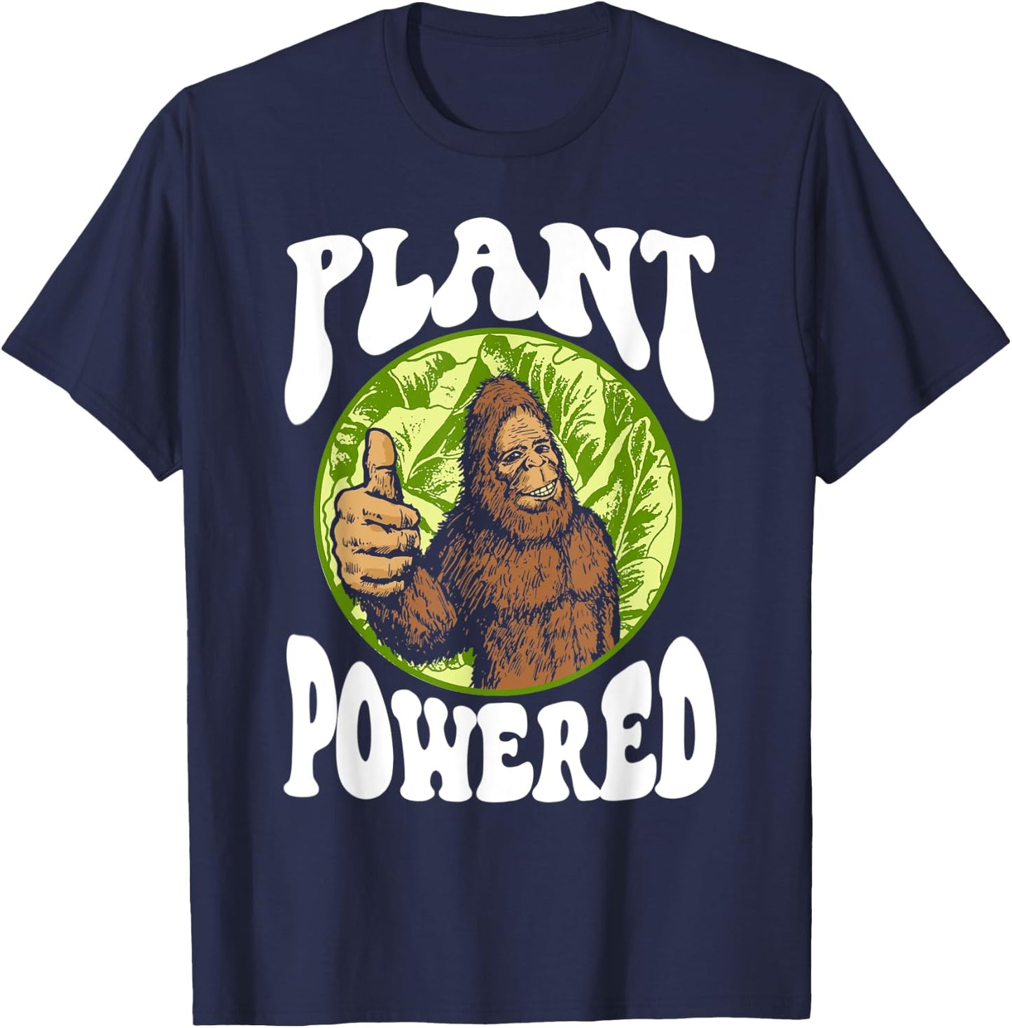 Plant-Powered Funny Vegan Vegetarian Bigfoot Squatch Retro T-Shirt - T-Shirt | Navy